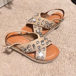 Copper Key Embellished Platform Sandal
